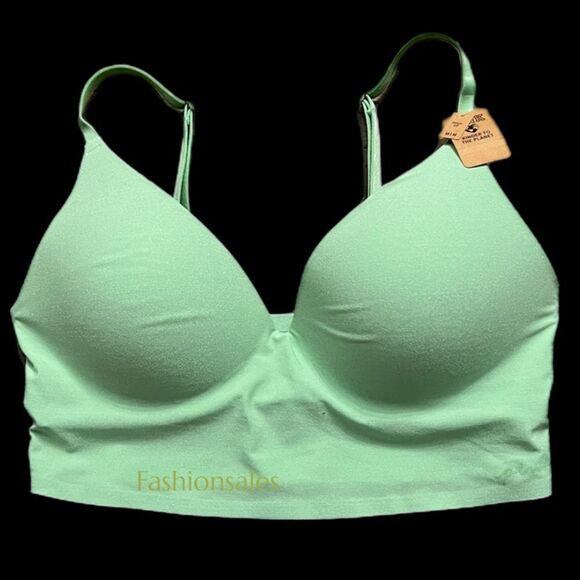 Victoria’s Secret Pink Wireless Push Up Padded Lounging Bralette bra Green L - Picture 1 of 5